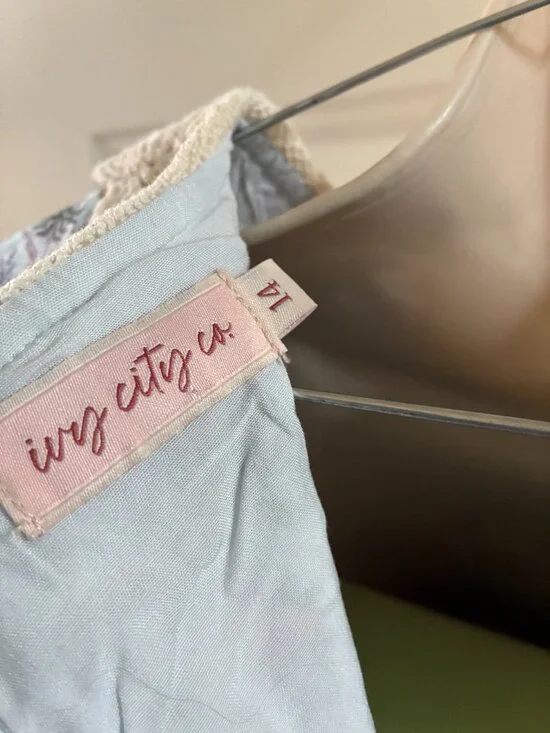 Ivy City Co Mae Dress Floral Lace Collar Puff Sleeve Cottagecore Size 14 - Picture 2 of 13